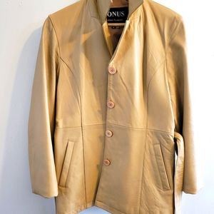 Italian Leather Jacket-Medium, Pre-owned condition. Has one small rip by by belt